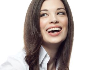 young brunette with perfect white teeth