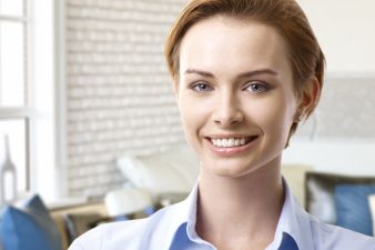 smiling businesswoman in the office